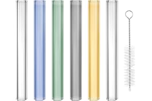 PATIKIL 4 Inch Borosilicate Glass Tubes, 6 Pcs12mm OD 2mm Thick Glass Blowing Tubes Straight Pipe with Cleaning Brush for Lab