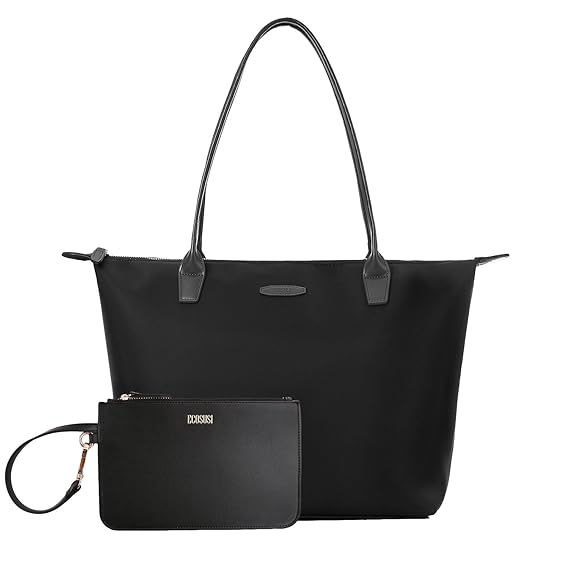 ECOSUSI Nylon Shopper Tasche Schulterbeutel Arbeit Handtasche Schwarz