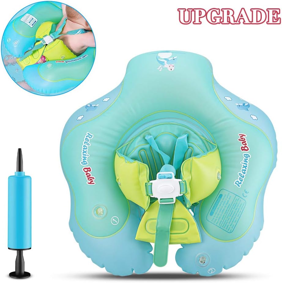 Komake Baby Pool Float, ใUpgradeใ Baby Floats for Pool Baby Inflatable Swimming Float Toddler Swim Float with Backrest and Crotch Strap Bathtub Pool Swimming Ring Toys for 6-36 Month Infant Toddlers