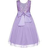 GRACE KARIN Flower Girl Dress V-Back Sequin Party Tulle Dresses Kids Birthday Formal Wedding Pageant Princess Dress 5-12
