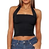 TiulZial Women Sexy Halter Neck Backless Tank Top Open Back Sleeveless Slim Fit Y2k Summer Tops