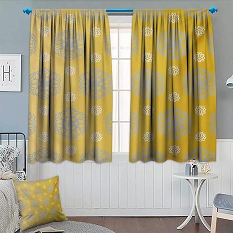 Amazon Com Anhounine Grey And Yellow Blackout Curtain Retro