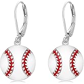 JUSTKIDSTOY 925 Sterling Silver Ball Earrings Sports Leverback Dangle Drop Earrings Jewelry Gifts for Women Girls