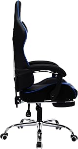 Neo Leather Gaming Chair with Footrest, Massage & Adjustable Height - Blue view 10