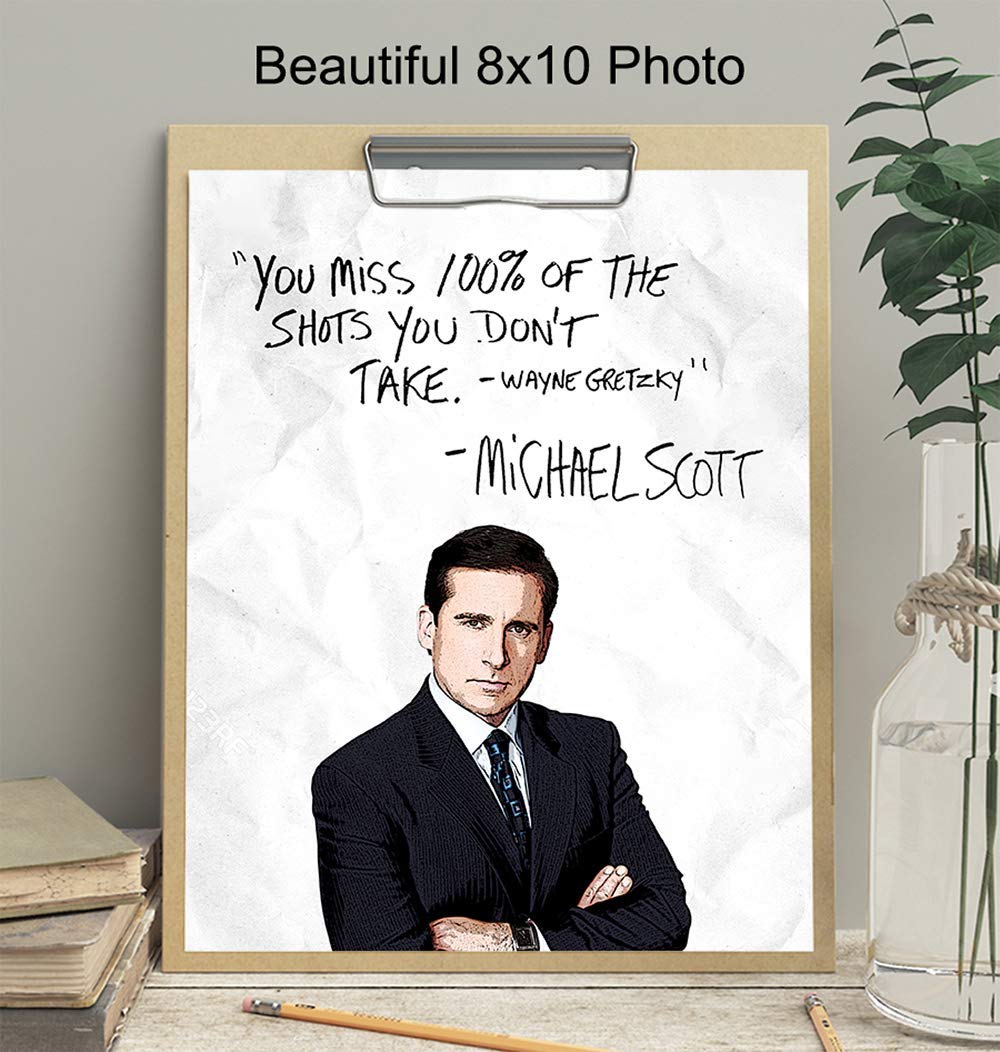 Amazon Com Michael Scott Wayne Gretzky Quote From The Office 8x10 Typography Wall Art Poster Print For Room Decor Home Or Apartment Decoration Funny Affordable Gift Unframed Picture Handmade
