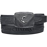 Cuadra Men Leather Belt Deer Bovine Black Buckle