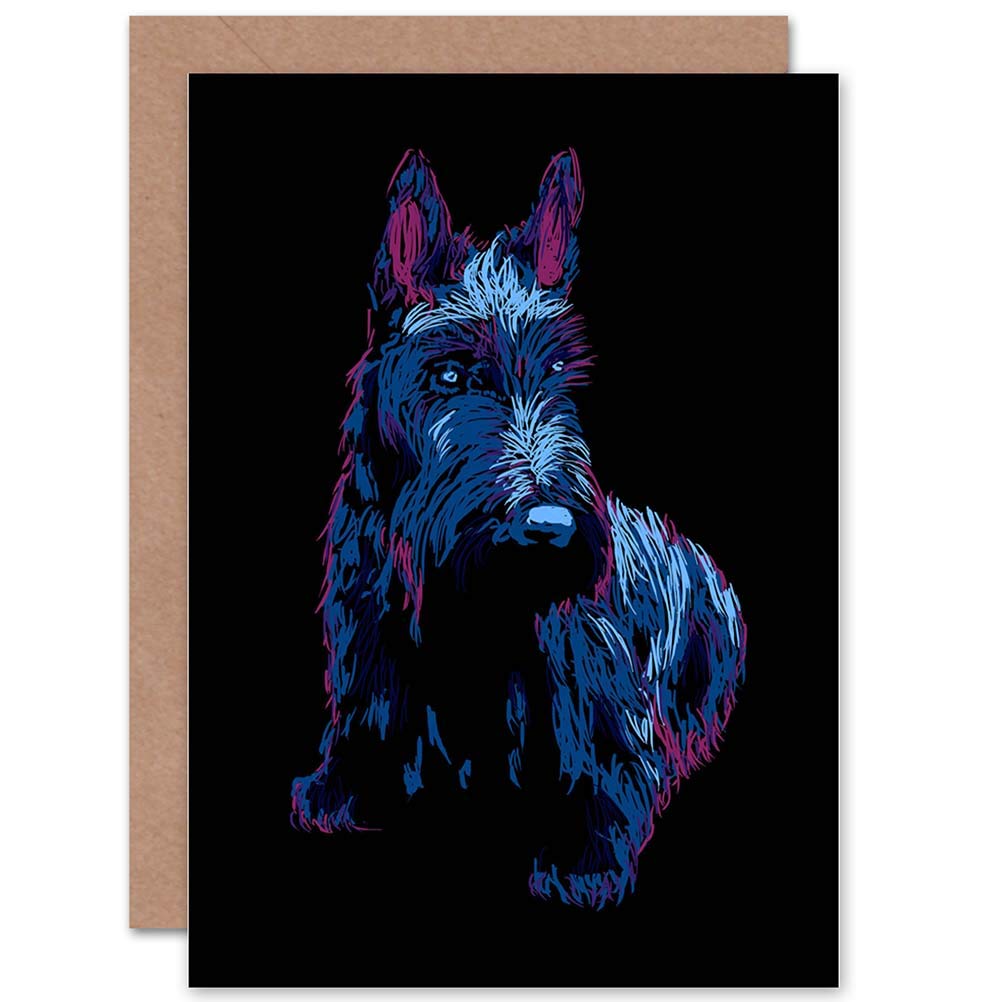 Wee Blue Coo PAINTING SCOTTISH TERRIER DOG SCOTTIE CUTE SCOTLAND BLANK GREETINGS CARD