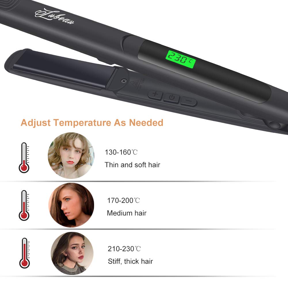 Megadream Hair Straightener, Flat Iron for Hair Styling 2 in 1 Straighten & Curl Tourmaline Ceramic Hair Straightener Brush Straight Hair Comb with Adjustable Temperature, LCD Display