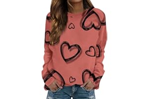 JWNYJFB Womens Valentines Day Crewneck Sweatshirt Cute Heart Sweater Casual Loose Fit Long Sleeve Pullover Graphic Tees