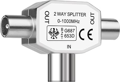 AXFEE Digital Signal Splitter Antenna Aerial 2 Way 1 Female to 2 Male TV Coax