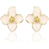Flower Earrings for Women, White Flower Stud Earrings Pure Statement Jewelry Spring Jewelry Accessory for Women
