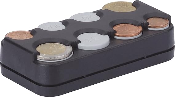 hr-imotion 8er Münzbox für Euro Münzen von 1 Cent bis 2 Euro mit Federausgabe [Made in Germany | Selbstklebend] - 10310301