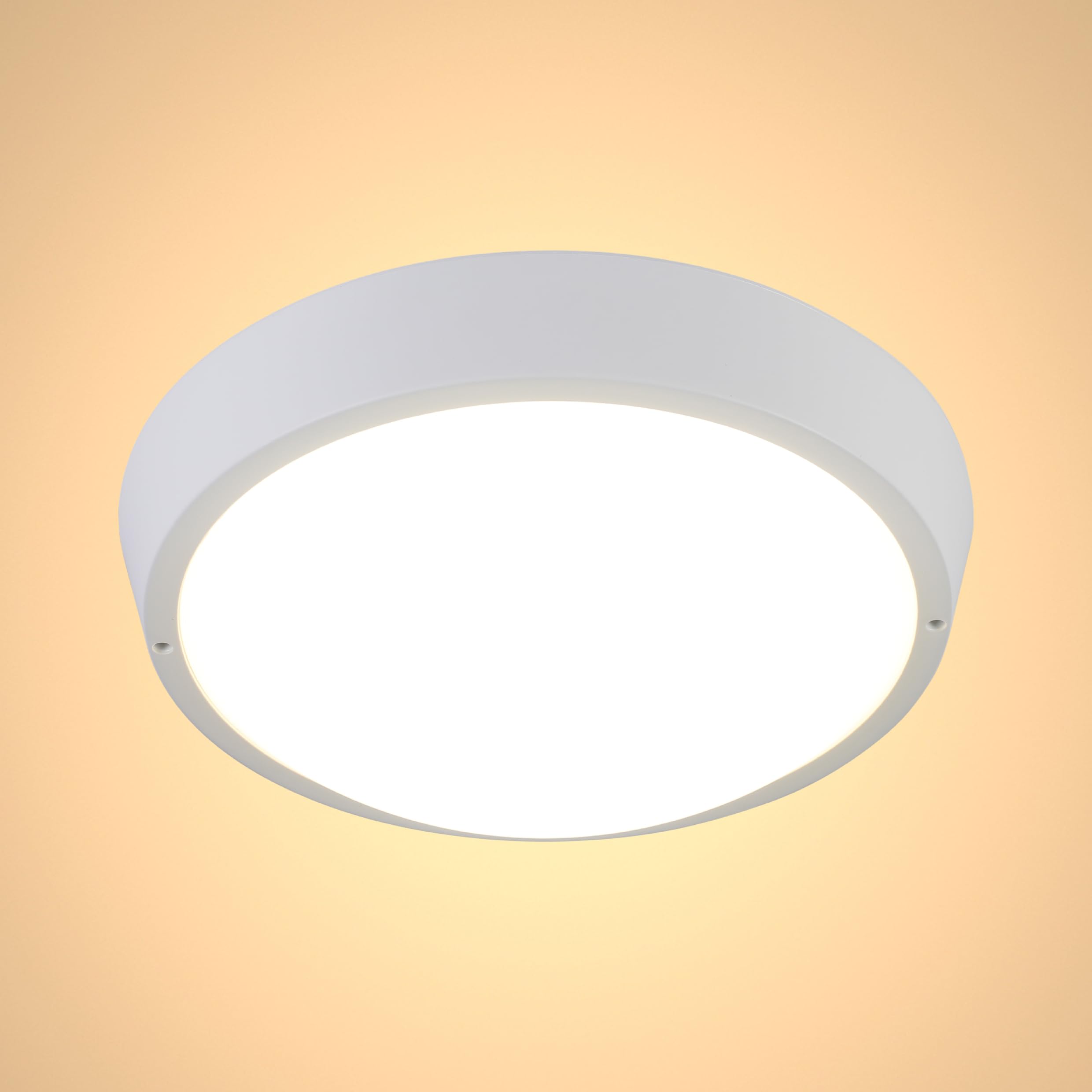 TEKLED LED Bulkhead Light | Bathroom IP65 Waterproof 30W 4000K 3090lm Cool White CCT | Large Interior Exterior Flush Ceiling Light | Adjustable Wall or Ceiling Mounting Fitting- Round