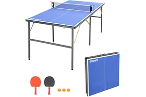 Dithoko Table Tennis Table, 4.5 Ft / 6 Ft Foldable & Portable Ping Pong Table Set with 2 Table Tennis Paddles, 3 Balls and Net for Indoor Outdoor Game