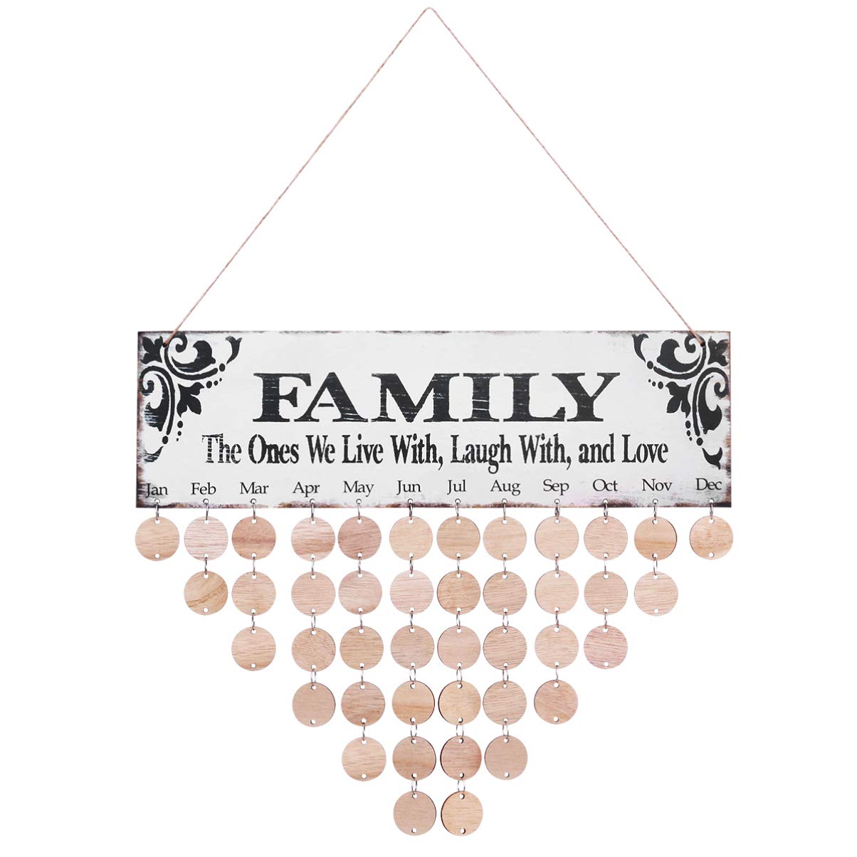 BESPORTBLE Hanging Calendar Wooden DIY Home Decor Plaque Memo Calendar Birthday Reminder