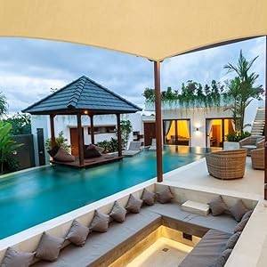 Innoo Tech Sun Shade Sail Rectangle, 9.8' x 6.6' HDPE Awning 95% UV Block Canopy Awning with 4 Carabiners and 4 Ropes for Outdoor Patios Garden Backyard Hammock Pergola Decking Swimming Pool