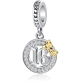OutstandLong 16 18 21 40 50th Happy Birthday Charms for Pandora Bracelet Necklace Gold Plated Butterfly Dangle Bead
