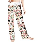 MSOKAZZLES Women's Comfy Pajama Pants Casual Lounge Pant Wide Leg Palazzo Stretch Drawstring Bottoms