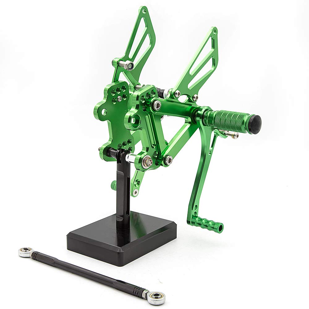 FXCNC CNC Billet Motorcycle Adjustable Rearsets Foot Pegs Rear Set Footrests Compatible with Ninja ZX6R ZX636 1999-2002, Ninja ZX9R 1999-2003, ZZR600 2005-2008