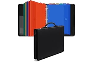 Uquelic Folio Document Organizer, 3 Ring Binder Folio with 12 Colour Pockects for Letter/A4 Size(11" x 8.5"), Portable Document Folder with Handle for Important Documents, Projects and Letters