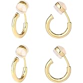 LEMEDO 2 Pairs Clip On Hoop Earrings for Women 14K Gold Plated Non Pierced Small Clip On Huggie Hoops Adjustable No Piercing Fake Earrings