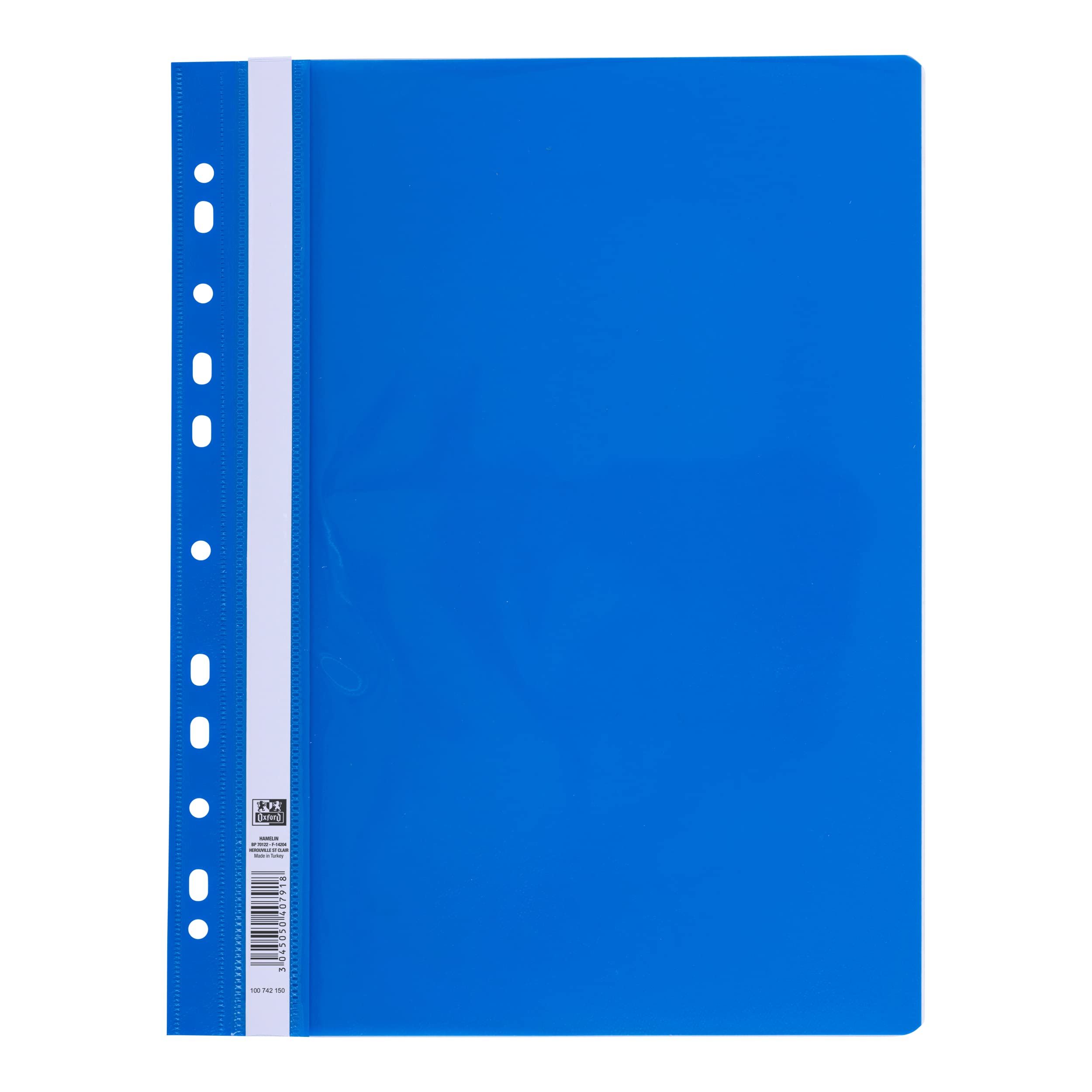 Oxford 25 x A4 Blue Plastic 11 Hole Punched File Folder