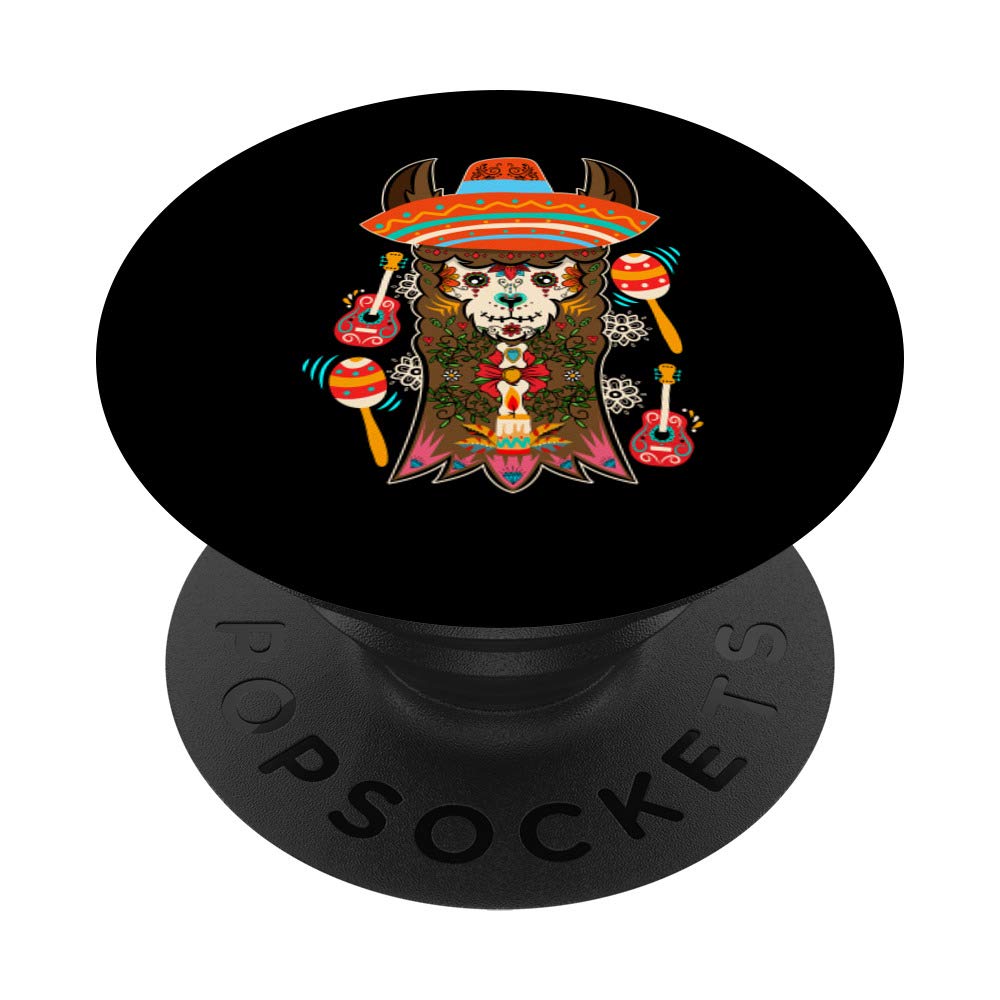 LLama dia de los muertos day of the dead Alpaca Calavera PopSockets Grip and Stand for Phones and Tablets