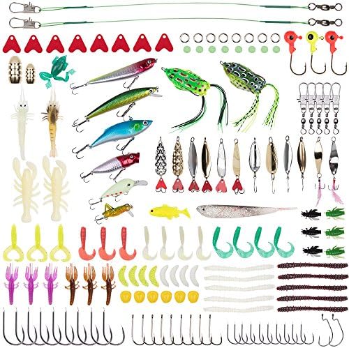 Lanforest Fishing Lures Kit, 234 PCS Artificial Bait Tackle Set Crankbait Minnow Topwater Frogs Hard Lures Jighead Spoonbait Shrimp Worms Hooks, for Bass Saltwater Freshwater