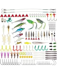 Lanforest Kit de señuelos de pesca, 234 piezas, juego de cebo artificial para crankbait Minnow Topwater Froges Hard Lures Jighead Spoonbait Shrimp Worms, ganchos para bajo agua salada agua dulce