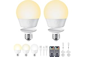 USB Rechargeable Light Bulb with Remote and Timer, Battery Backup Bulb for Sconces and Lamps, Portable Night Light, Emergency