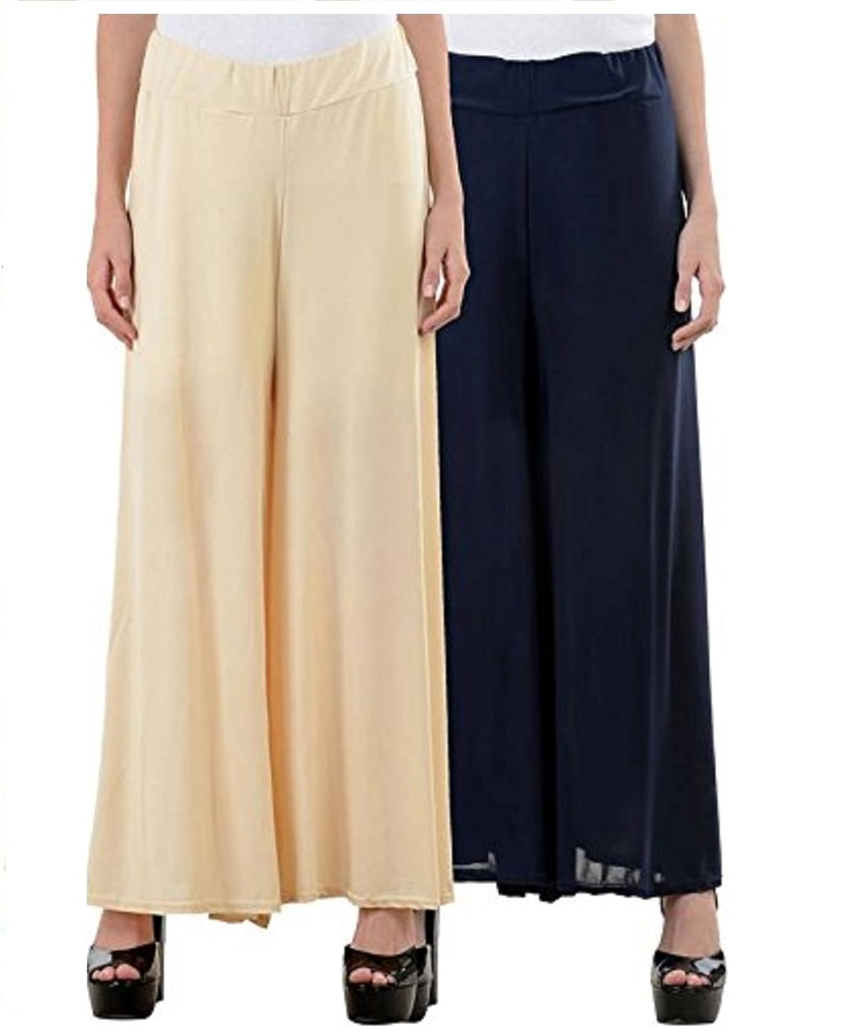 meoby malai lycra palazzo pant for women's combo(pack-2) - free size