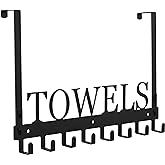 Azmoncy Over The Door Hooks, Towel Rack for Bathroom Towel Holder for Hanging Heavy Duty, Wall Mount Towel Hanger with 8 Hook
