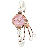 ADSBIAOYE Elegant Pearl Bracelet Watch for Women Fashion Small Round dial Jewelry Wristwatch Women Analog Quartz Waterproof Dainty Gold Ladies Gift Watch