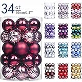 XmasExp 34ct Christmas Ball Ornaments Shatterproof Christmas Ornaments Set Decorations for Xmas Tree Balls(1.57''/40mm, Burgandy)