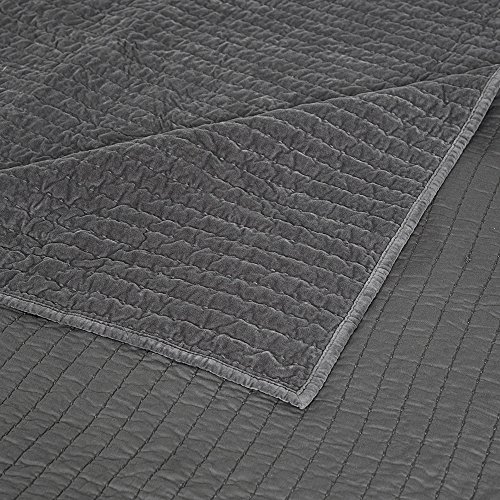 Elegant Life Home Dark Gray Velvet Quilt Queen Reversible Royal Cotton