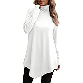 JUSTFASHIONNOW Turtle Neck Shirts for Women Long Sleeve Tunic Tops to Wear with Leggings Dressy Casual Fall Clothes 2025