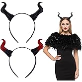 CAKKA Devil Horns Headband, 2-Pack Fantasy Black & Red Dragon Horns for Halloween Costume, Halloween Dress Up for Party Cosplay Costume Hair Accessory Supplies