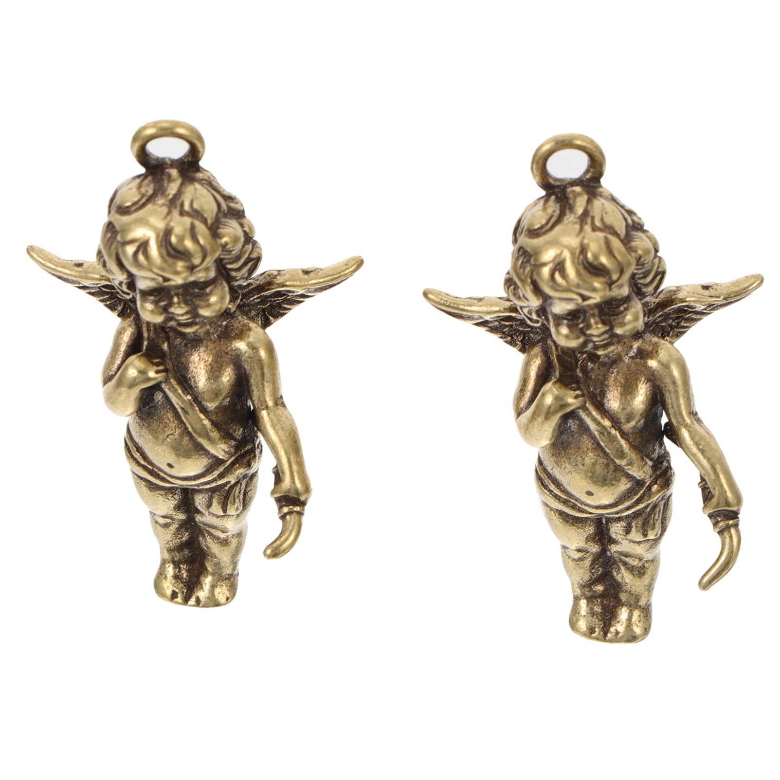BESPORTBLE 2pcs Brass Couple Keychains Pendants Cherubs Statue Figurine Sculpture For Valentines Day