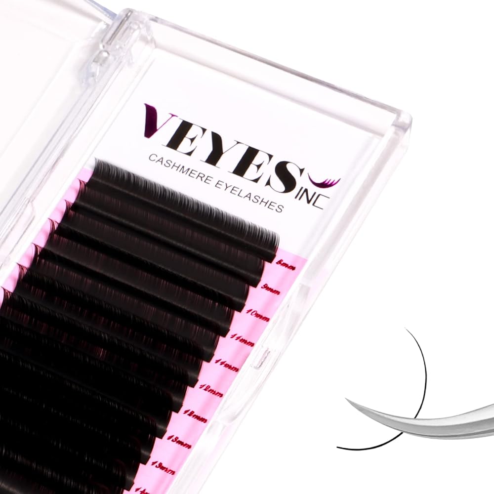 VEYES INC Cashmere Volume Lash Extensions C CC D DD LD L B J M Curl 0.03-0.20 thickness 5-25mm, Super Matte Black Individual