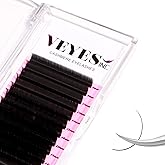 VEYES INC Cashmere Volume Lash Extensions C CC D DD LD L B J M Curl 0.03-0.20 thickness 5-25mm, Super Matte Black Individual 