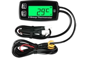 NInE-ROnG Dual Digital LCD Engine Thermometer Temperature Gauge Motorcycle Thermometer Temperature Alert for Dump Truck Scooter Dirt Bike ATV Outboard Motor Marine Snowmobile Engine