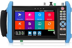 Rsrteng CCTV Camera Tester, 8K 32MP 4K 12MP IP Camera Tester with POE++ max 90W, CVBS Camera Tester 7" IPS Touch Screen Cable Tester Network Tools Support 1CH SFP Interface HD IPC Tester IPC-9800Pro