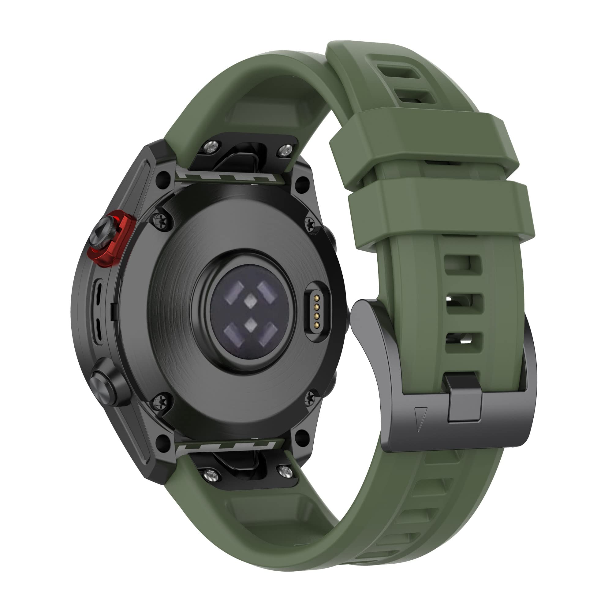 Wownadu 26mm Quick Release Watch Straps Compatible for Garmin Fenix 7X Strap, Fenix 6X / 5X GPS Band, Replacement Silicone Sport Wristband Dark Green, (No Watch)