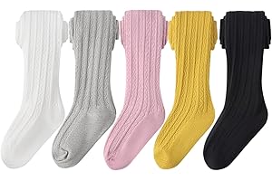 Bafeicao 3/4/5 Pack Toddler Baby Girls Tights Cable Knit Leggings Stockings Little Girl Cotton Pantyhose