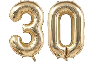 ANGEL Q HOUSE 40 Inch Light Gold 30 Number Balloons White Gold Giant 30 Foil Mylar Helium Large Digital Balloon Champagne Gold Birthday Numbers Jumbo Balloons 30th Anniversary Events Party Decorations Supplies