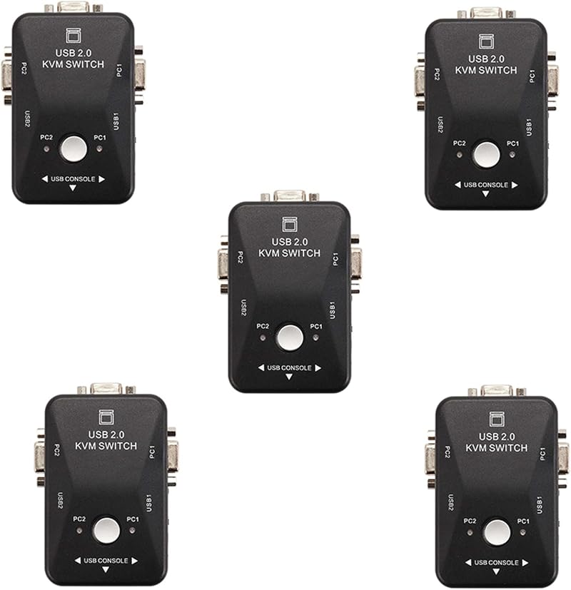 IGUATU 5-Pack 2 Port KVM Switch VGA USB 2.0 Keyboard Mouse 1920x1440