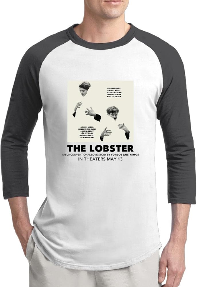 THE LOBSTER Movie 2016 Mens Artist 100% Cotton 3/4 Sleeve Athletic Baseball Raglan Sleeves T-Shirt
