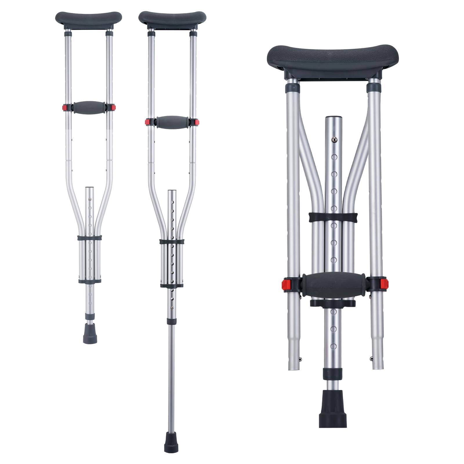 Photo 1 of VEVOR Underarm Crutches, 13-Level Height Adjustable Underarm Walking Crutches, Lightweight Aluminum Crutches for Adults Teenager - with Soft Underarm Pad for Leg Injury Surgery Disabled, 1 Pair 300LBS