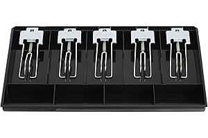 PATIKIL Cash Register Drawer Insert Tray, Removable 5 Bill / 4 Coin, 16" Money Storage Organizer for Cash with Metal Clip for