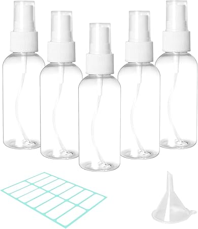 Amazon 分けボトル スプレーボトル 飛鳥の光 霧吹き 家庭用 美容用 携帯用 旅行用 60ml 透明 5個セット 漏斗1個とラベル14枚付き 繰り返して使える 美容 化粧品 スキンケア 洗剤 香水 虫よけ剤など入れる 飛鳥の光 コスメ用詰替え容器 通販